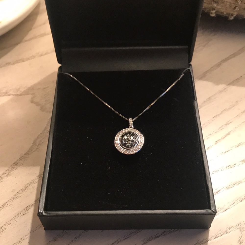 White and black diamond necklace